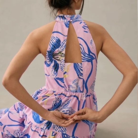 Anthropologie Maeve x Sarah Gordon tiered halter midi dress - size 4P - Picture 2 of 6